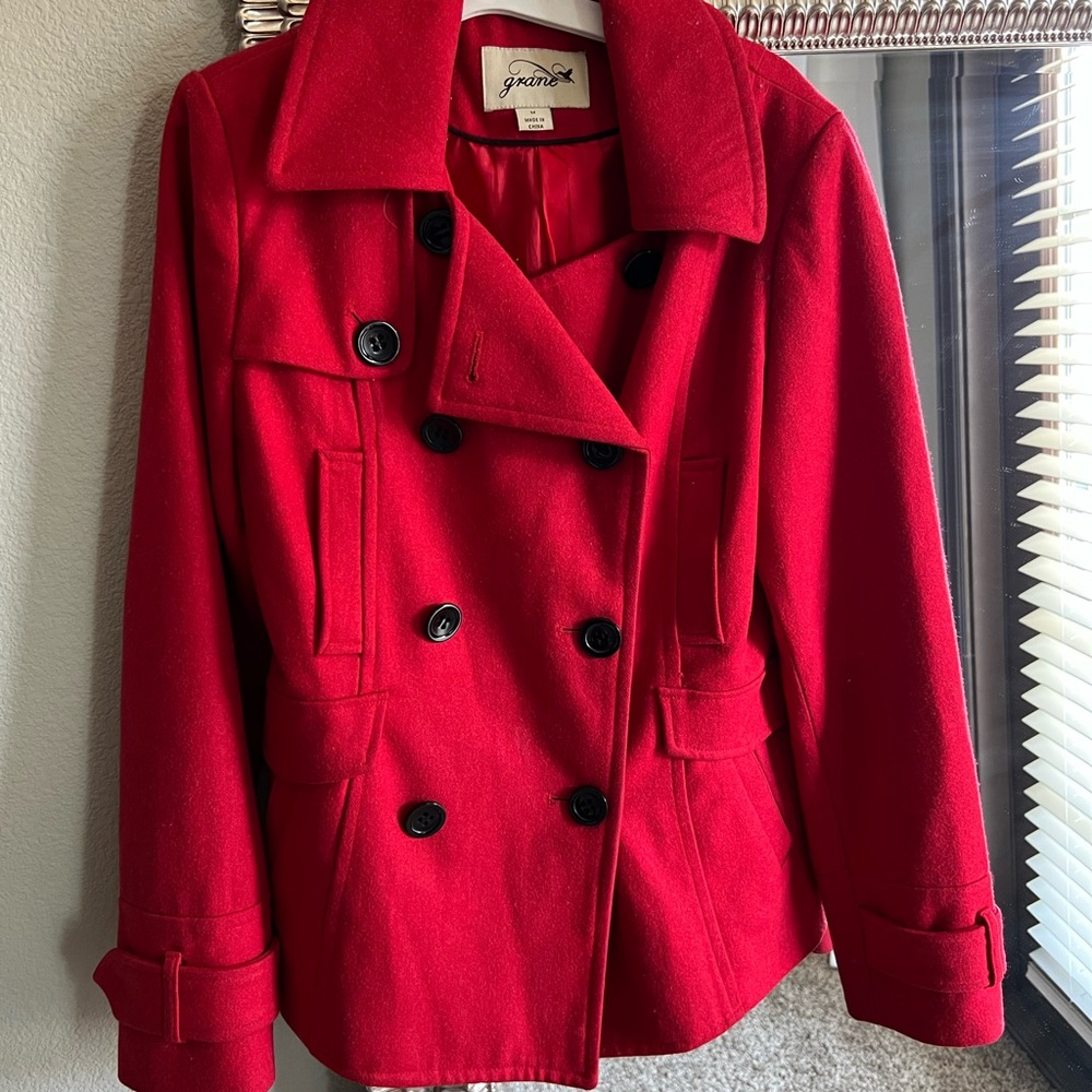 Red Wool Peacoat
